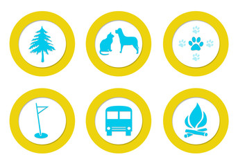 Set of colorful rounded icons with different symbols