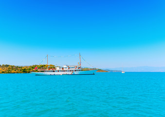 Old classic traditional boat out of Spetses island in Greece