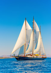 Fototapeta premium A Big 3 mast classic sailing boat in Spetses island in Greece