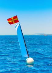 The finish line in a regatta in Spetses island in Greece