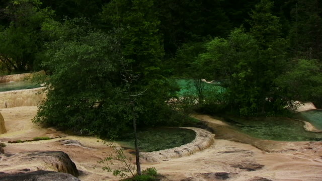 Amaizing colorful pools at Huanglong national park in Sichuan, C