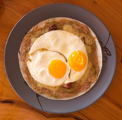 close up fried egg