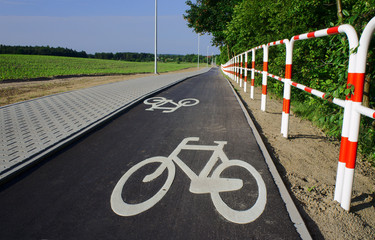 Asphalt bicycle path in Poland .