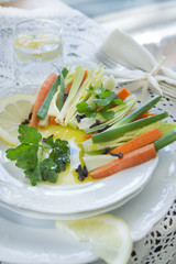 Presentation of mixed vegetables