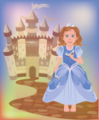 Obraz na płótnie Canvas Beautiful little princess Cinderella, vector illustration