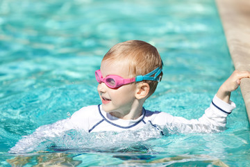 boy at swimming pool