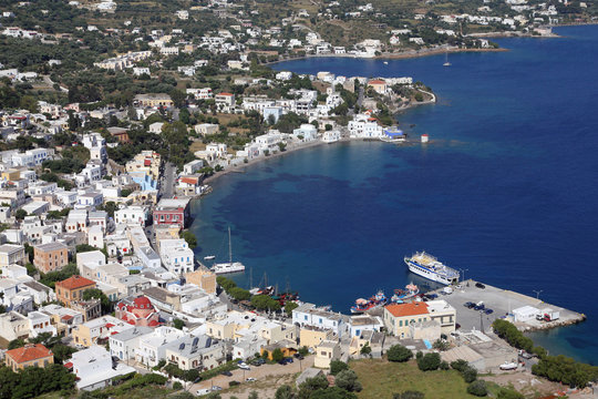 Blick auf den Hafen von Agia Marina, Leros