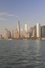 Fototapeta na wymiar Manhattan Skyline over Hudson River, New York City. Vertical Im