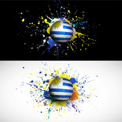 uruguay flag with soccer ball dash on colorful background