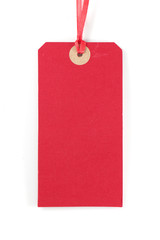 Blank Red Tag Label on White background