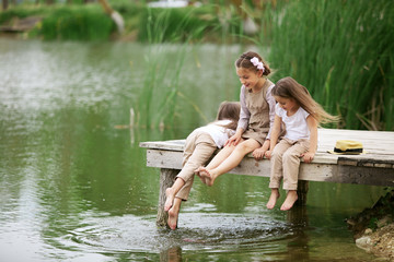 Children near pond