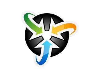 logo abstract connection,global central information,center arrow