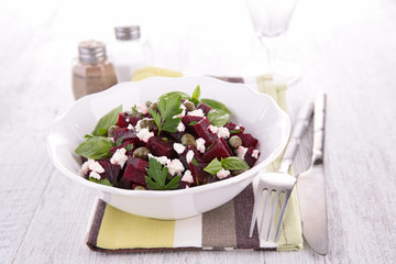 beetroot salad with cheese and basil