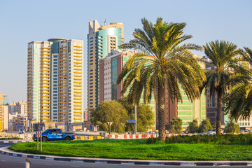 Fototapeta na wymiar General view of modern buildings in Sharjah