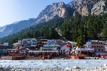 The temple town of Gangotri in the Indian Himalayas