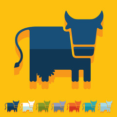 Flat design, cow, livestock, farm