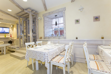 Interior of a small restaurant