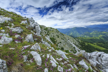 Beautiful mountain scenery in the Alps in summer
