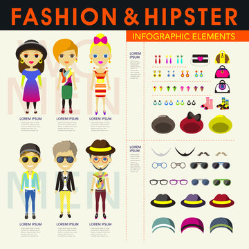 stylish and hipster's people infographic elements