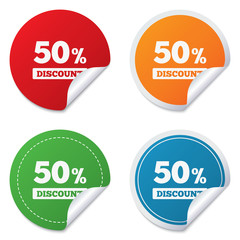 50 percent discount sign icon. Sale symbol.