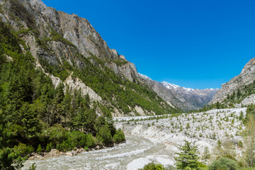 The Ganges river flowing down the Gangotri valley.