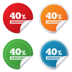 40 percent discount sign icon. Sale symbol.