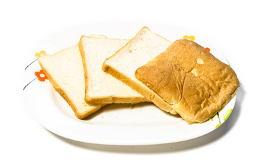 bread cutting on dish