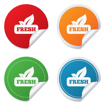 Fresh product sign icon. Leaf symbol.