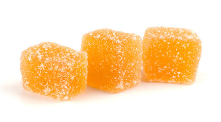 Delicious colorful marmalade isolated on white background