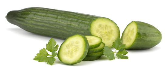 Fresh cucumber isolated on white background