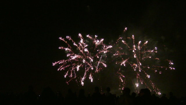Crowd of people watching fireworks
