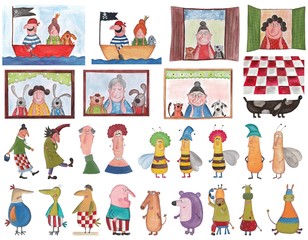 Set of cartoon characters