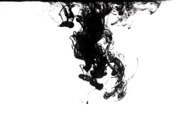 black ink dissolving in clear water