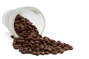 Kaffeebohnen ausgekippt