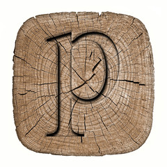 Wooden alphabet block, letter p