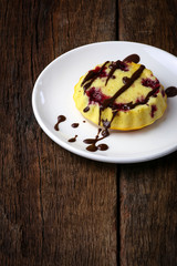 Vanilla Cake With Sour Cherries And Chocolate
