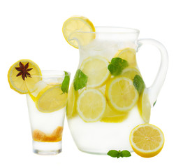 pitcher and glass of lemonad