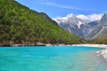 Green Lake at Valley of Alpine Mountains