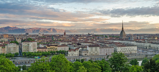 Turin (Torino), panorama at sunrise