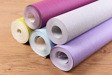 Wallpapers on wooden floor