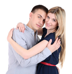Loving couple isolated on white