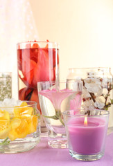 Spring flowers submerged in water close up