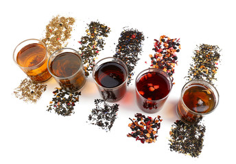 Assortment of tea isolated on white