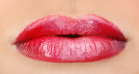 Beautiful female lips, close up