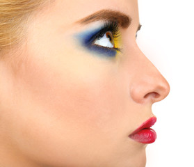 Beautiful woman with bright make-up, close up