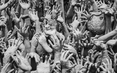 Hands statue from hell in Wat Rong Khun
