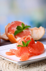 Ripe peeled grapefruits