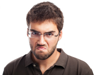 man getting angry on a white background