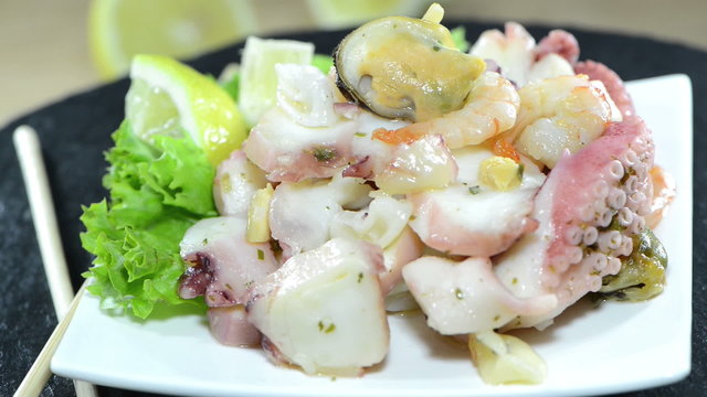 Seafood Salad (loopable video)