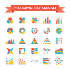 Obraz premium Vector Icons Set of Infographic in Flat Design Style